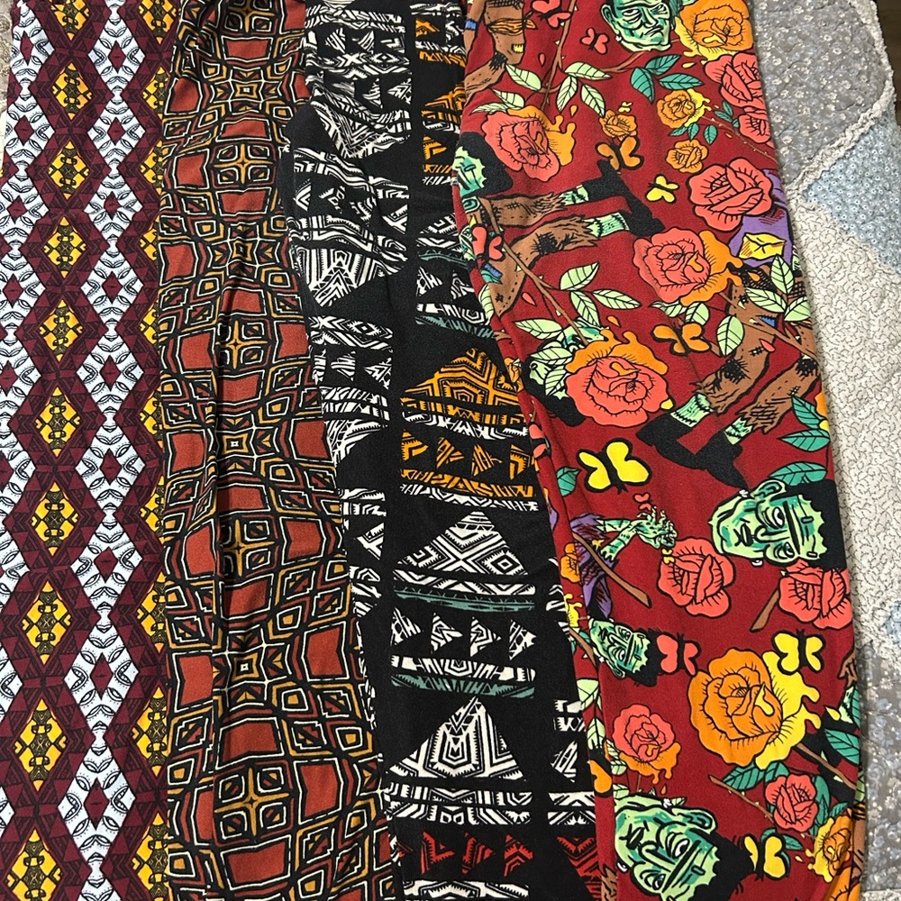4 pair of LuLaRoe leggings, gently worn. Good shape! Tall&Curvy